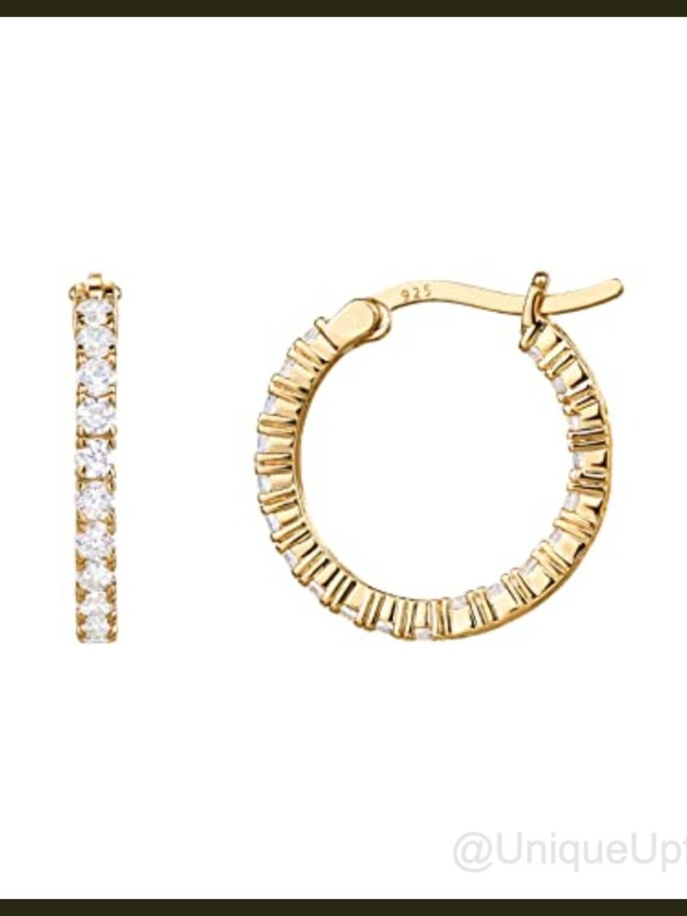 14K Gold Plated Cubic Zirconia Hoop Earrings 20mm Small